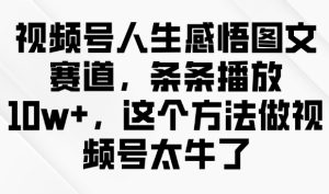 视频号人生感悟图文赛道，条条播放10w+，这个方法做视频号太牛了-新手副业项目