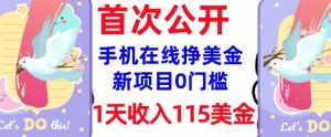 在线挣美金新项目，0门槛，1天收入115美刀，无脑操作，真正被动收入-新手副业项目