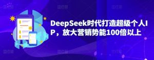 DeepSeek时代打造超级个人IP,放大营销势能100倍以上-新手副业项目