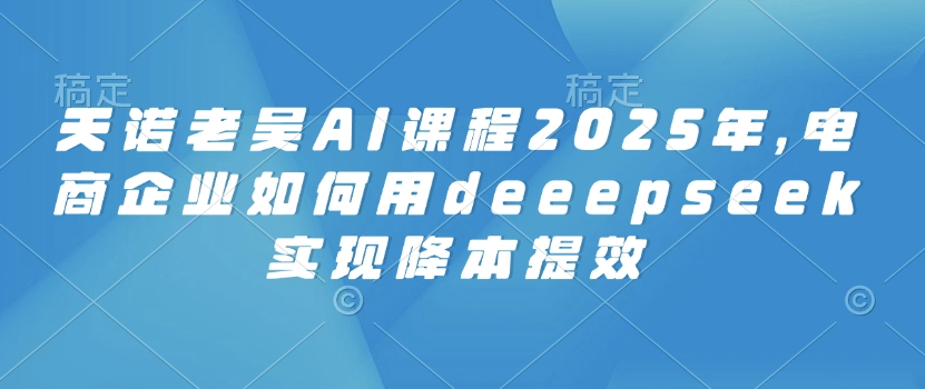天诺老吴AI课程2025年，电商企业如何用deeepseek实现降本提效-新手副业项目