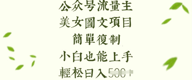 流量主长期收益项目，美女图片简单复制，小白也能上手，轻松日入5张-新手副业项目