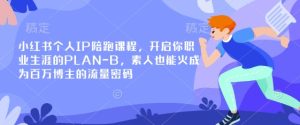 小红书个人IP陪跑课程，开启你职业生涯的PLAN-B，素人也能火成为百万博主的流量密码-新手副业项目
