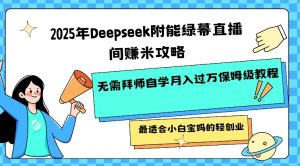 2025年Deepseek附能绿幕直播间挣米攻略无需拜师自学月入过W保姆级教程，最适合小白宝妈的轻创业-新手副业项目