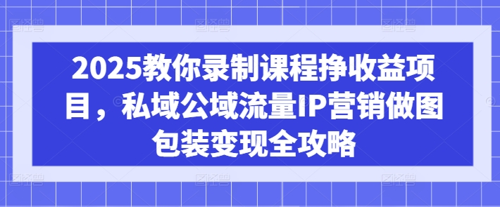 2025教你录制课程挣收益项目，私域公域流量IP营销做图包装变现全攻略-新手副业项目