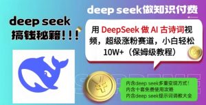 用DeepSeek做AI古诗词视频，超级涨粉赛道，小白轻松涨粉10W+(保姆级教程)-新手副业项目