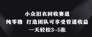 小众旧衣回收赛道，纯零撸 打造团队可享受管道收益，一天轻松3张-新手副业项目