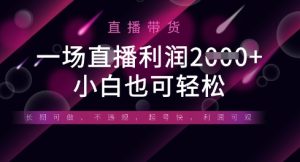 半无人直播带货，一场利润数张，适合所有平台玩法，小白也可轻松-新手副业项目