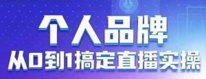 个人品牌：从0到1搞定直播实操，用直播为你的个人品牌赋能，六大实操板块，放大个人影响力-新手副业项目