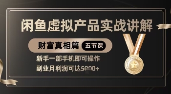 精品！闲鱼虚拟产品实战讲解，新手一部手机即可操作，副业月利润可达5k+-新手副业项目