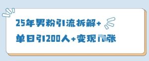 25年男粉引流拆解+单日引200人+变现多张-新手副业项目