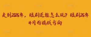 走到2025年，短剧还能怎么玩？短剧25年4月份搞钱方向-新手副业项目