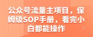公众号流量主项目，保姆级SOP手册，看完小白都能操作-新手副业项目