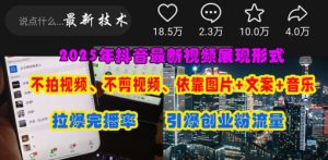 抖音最新视频展现形式,不拍视频、不剪视频、依靠图片+文案助推热门,引爆创业粉-新手副业项目