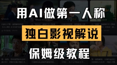 用AI做第一人称独白影视解说，手把手教学，保姆级教程-新手副业项目