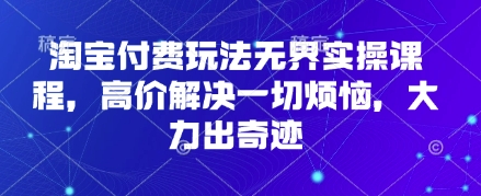 淘宝付费玩法无界实操课程，高价解决一切烦恼，大力出奇迹-新手副业项目