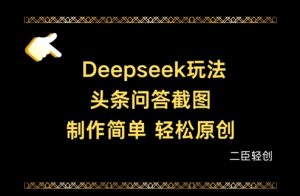 Deepseek头条问答截图，制作简单，轻松原创-新手副业项目