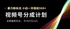 视频号分成计划,全网最暴力玩法,新手一天也能轻松5张+-新手副业项目
