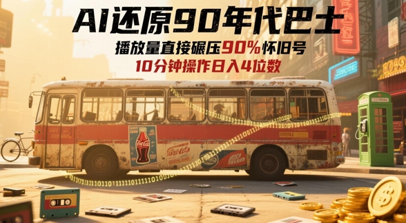 AI还原90年代巴士，一帧就让70后泪崩，播放量直接碾压90%怀旧号，每天操作十分钟，日入四位数-新手副业项目