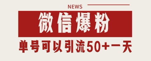 微信爆粉，私域暴力引流打法日引千粉 单号日进50+【揭秘】-新手副业项目