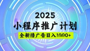 2025微信小程序推广计划，撸广告玩法，日均5张，稳定简单【揭秘】-新手副业项目