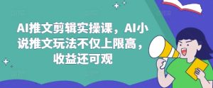 AI推文剪辑实操课,AI小说推文玩法不仅上限高,收益还可观-新手副业项目