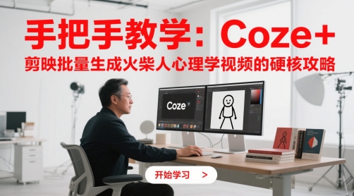 手把手教学：Coze + 剪映批量生成火柴人心理学视频的硬核攻略-新手副业项目