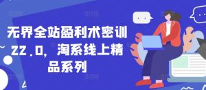 无界全站盈利术密训22.0，淘系线上精品系列-新手副业项目