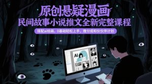 原创悬疑漫画民间故事小说推文全新完整课程， 搭配ai绘画，0基础轻松上手，撸分成和伙伴计划-新手副业项目