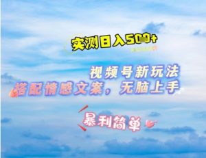 微信视频号最新玩法，表情包搭配情感文案，2分钟一条原创作品，简单好上手，轻松日入几张-新手副业项目