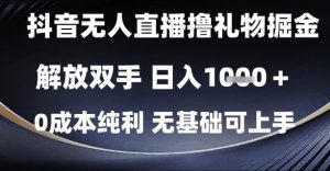 抖音无人直播撸礼物掘金,解放双手,日入1k,0成本纯利,无基础可上手【揭秘】-新手副业项目