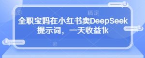 全职宝妈在小红书卖DeepSeek提示词，一天收益1k-新手副业项目