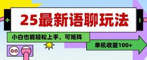 25年最新语聊玩法，纯手工，单机收益100+，小白也能轻松上手，可矩阵操作-新手副业项目