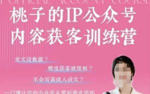 桃子IP公众号内容获客训练营(第3期)，一门让你公众号从0到商业闭环的课程-新手副业项目