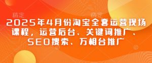 2025年4月份淘宝全套运营现场课程,运营后台、关键词推广、SEO搜索、万相台推广-新手副业项目