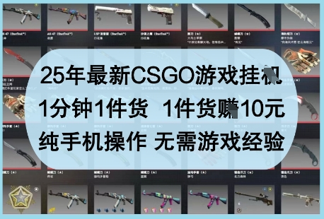 25年最新CSGO游戏挂G，1分钟1件货，1件货挣10元，纯手机操作，无需游戏经验【揭秘】-新手副业项目