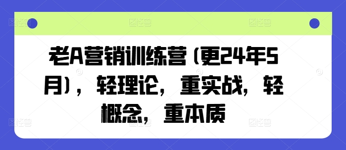 老A营销训练营(更25年3月)，轻理论，重实战，轻概念，重本质-新手副业项目