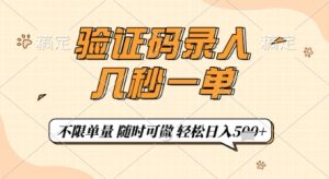 验证码录入，几秒钟一单，只需一部手机即可开始，随时随地可做，每天5张+【揭秘】-新手副业项目