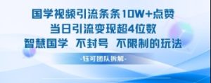 国学视频引流条条10W+点赞当日引流变现超4位数-新手副业项目