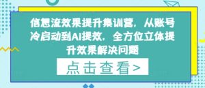 信息流效果提升集训营，从账号冷启动到AI提效，全方位立体提升效果解决问题-新手副业项目