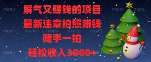解气又挣钱的项目，最新违章拍照挣钱，随手一拍，轻松收入数张【揭秘】-新手副业项目