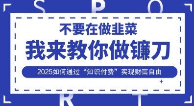 韭菜生涯终结者，我来教你做镰刀，2025如何通过“知识付费”实现财F自由【揭秘】-新手副业项目
