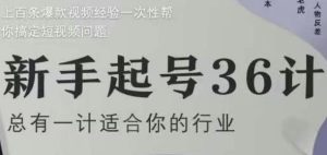 新手起号36计2.0,四年行业沉淀,上百条爆款视频经验一次性帮你搞定短视频问题-新手副业项目