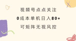 视频号点点关注，0成本单号80+，可矩阵，绿色正规，长期稳定【揭秘】-新手副业项目