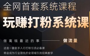 2025行业首套全网全域打粉系统神课，做流量做离钱最近的事，一套新手入行打粉引流必备课-新手副业项目