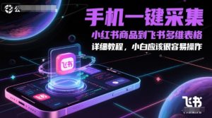 手机一键采集小红书商品到飞书多维表格，详细教程，小白应该很容易操作-新手副业项目