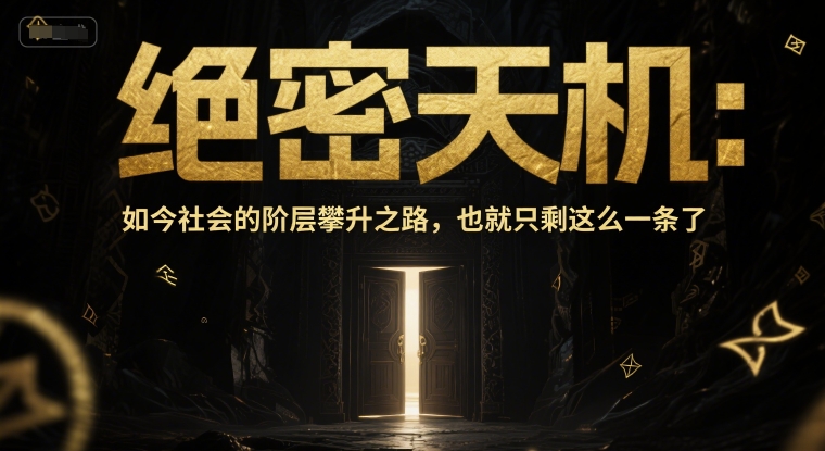 付费文章：绝密天机：如今社会的阶层攀升之路，也就只剩这么一条了-新手副业项目