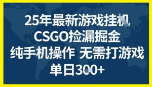 25年CSGO游戏搬砖，全自动挂G，不需要玩游戏，手机操作日入3张+【揭秘】-新手副业项目