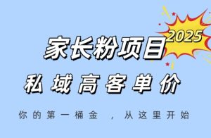 家长粉项目，一个可以长期变现暴利项目，私域高客单价，轻松完成你的人生第一桶金-新手副业项目