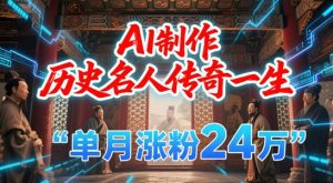 暴力起号！用AI制作历史名人传奇一生，单月涨粉24W，涨粉+变现赛道黑马来了-新手副业项目