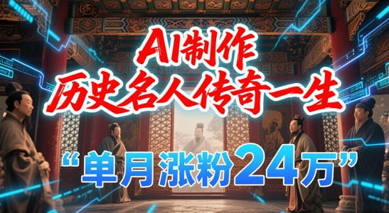 暴力起号！用AI制作历史名人传奇一生，单月涨粉24W，涨粉+变现赛道黑马来了-新手副业项目